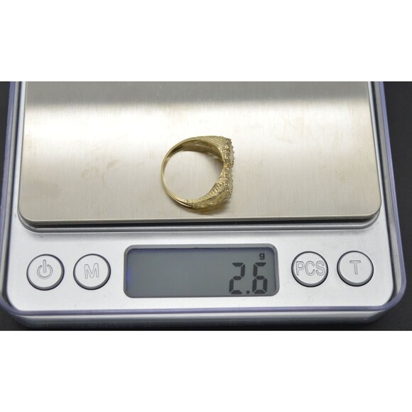 Real 10K Solid Yellow Gold CZ Double Heart ID Ring Engraving 2.6gr All Sizes - Picture 4 of 5